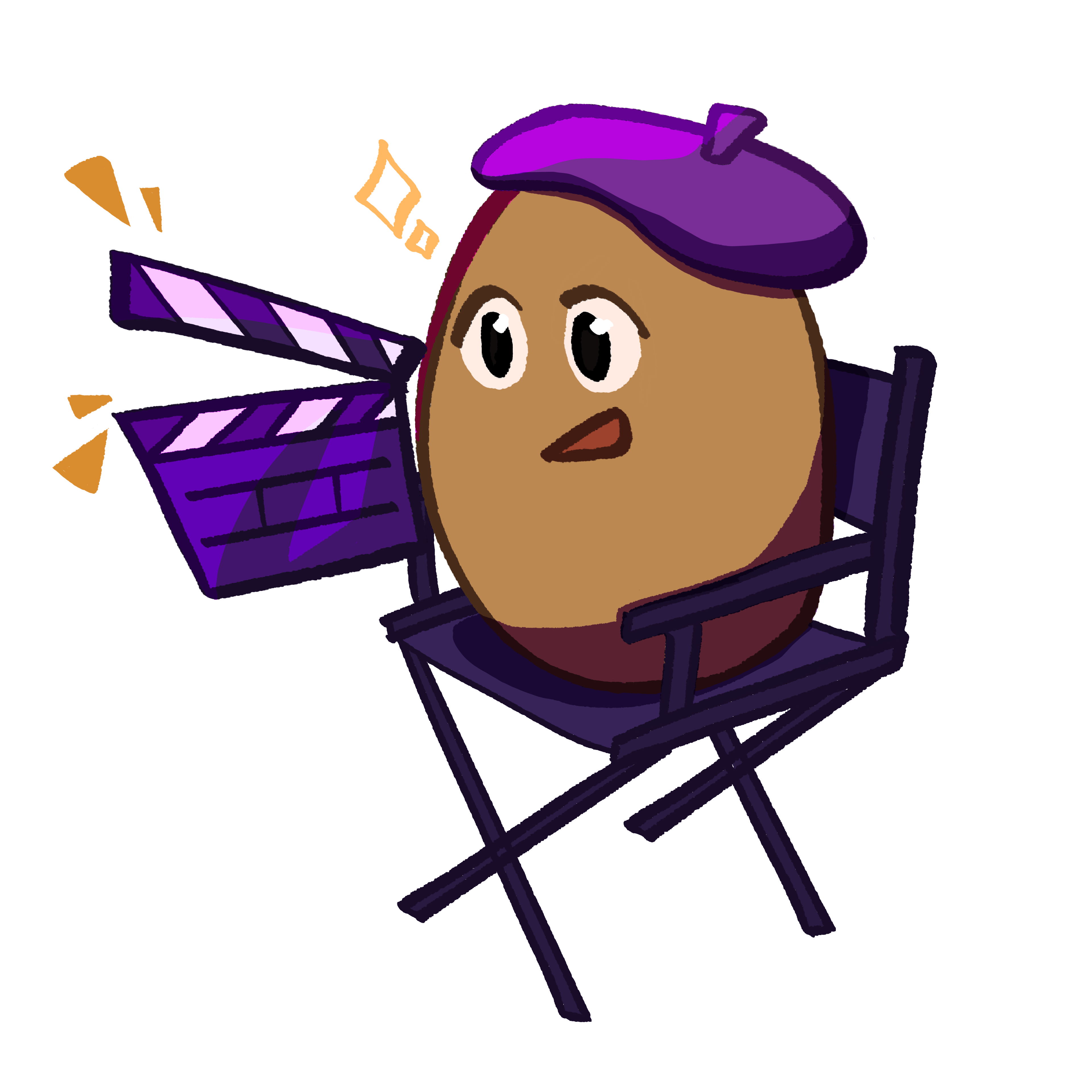 Director Egg — content creator class character with beret and clapperboard.