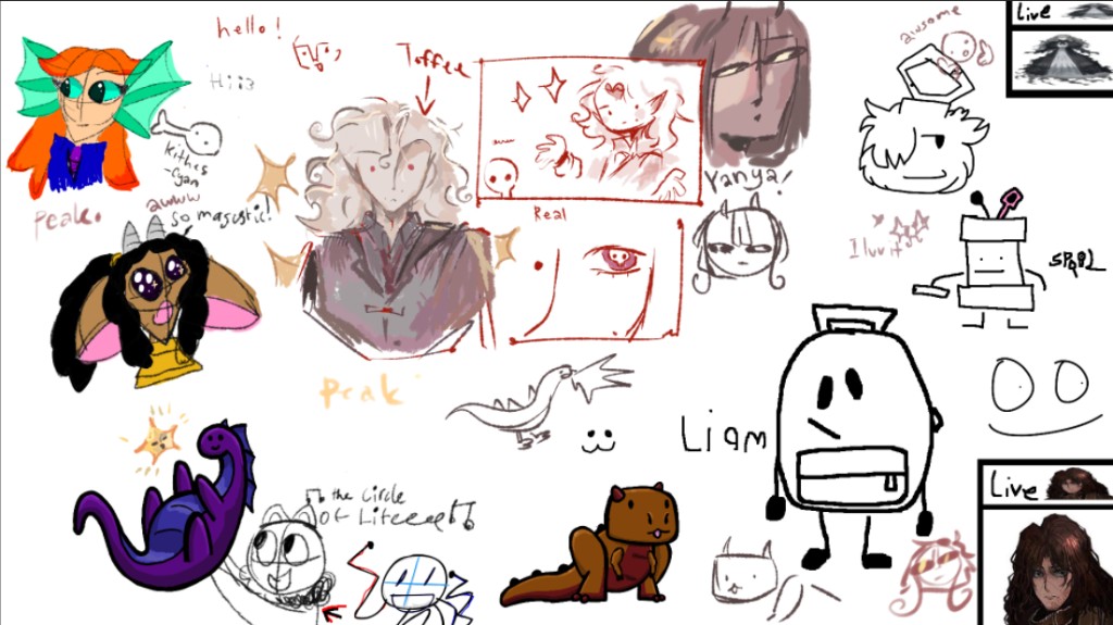 Collage of teen creators sharing digital art and character sketches.