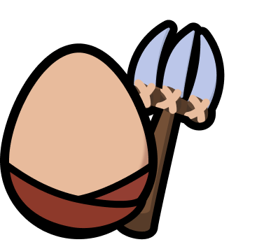 Farmer egg costume reward -- straw hat and pitchfork.