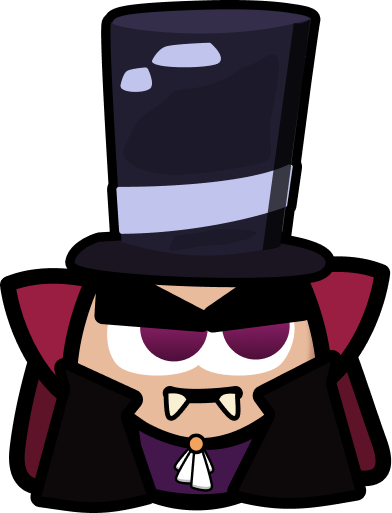 Vampire egg costume reward -- top hat, cape, fangs, and jabot.